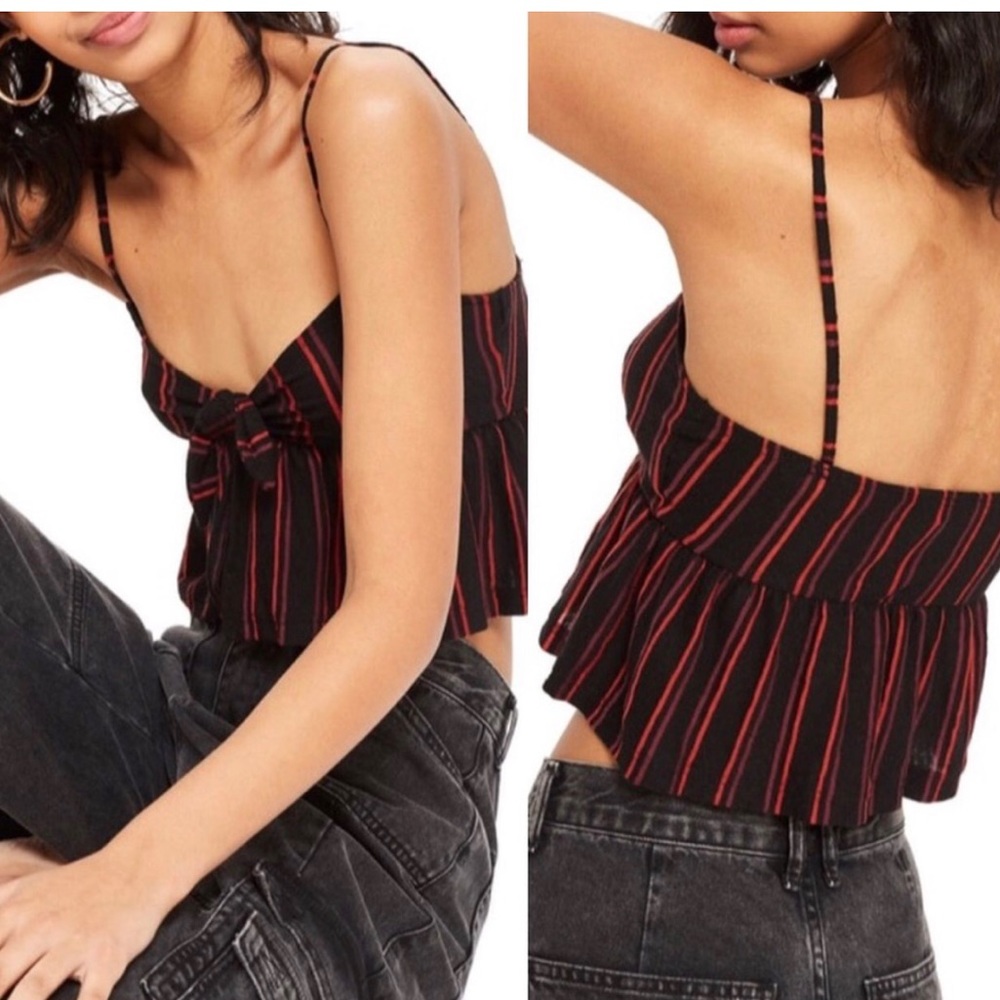 Topshop Striped Knot Cami Tank Top